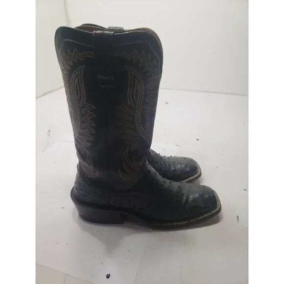 Ariat Black Full Quill Ostrich Leather Cowboy Boots Size 9.5D Style 10029612